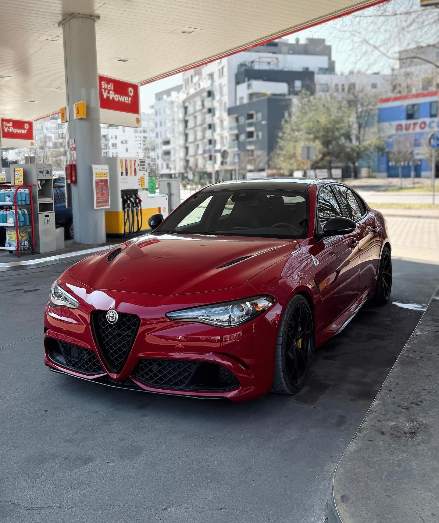 Czerwona Alfa Romeo Giulia Quadrifoglio z portfolio Dobra Strona Mocy